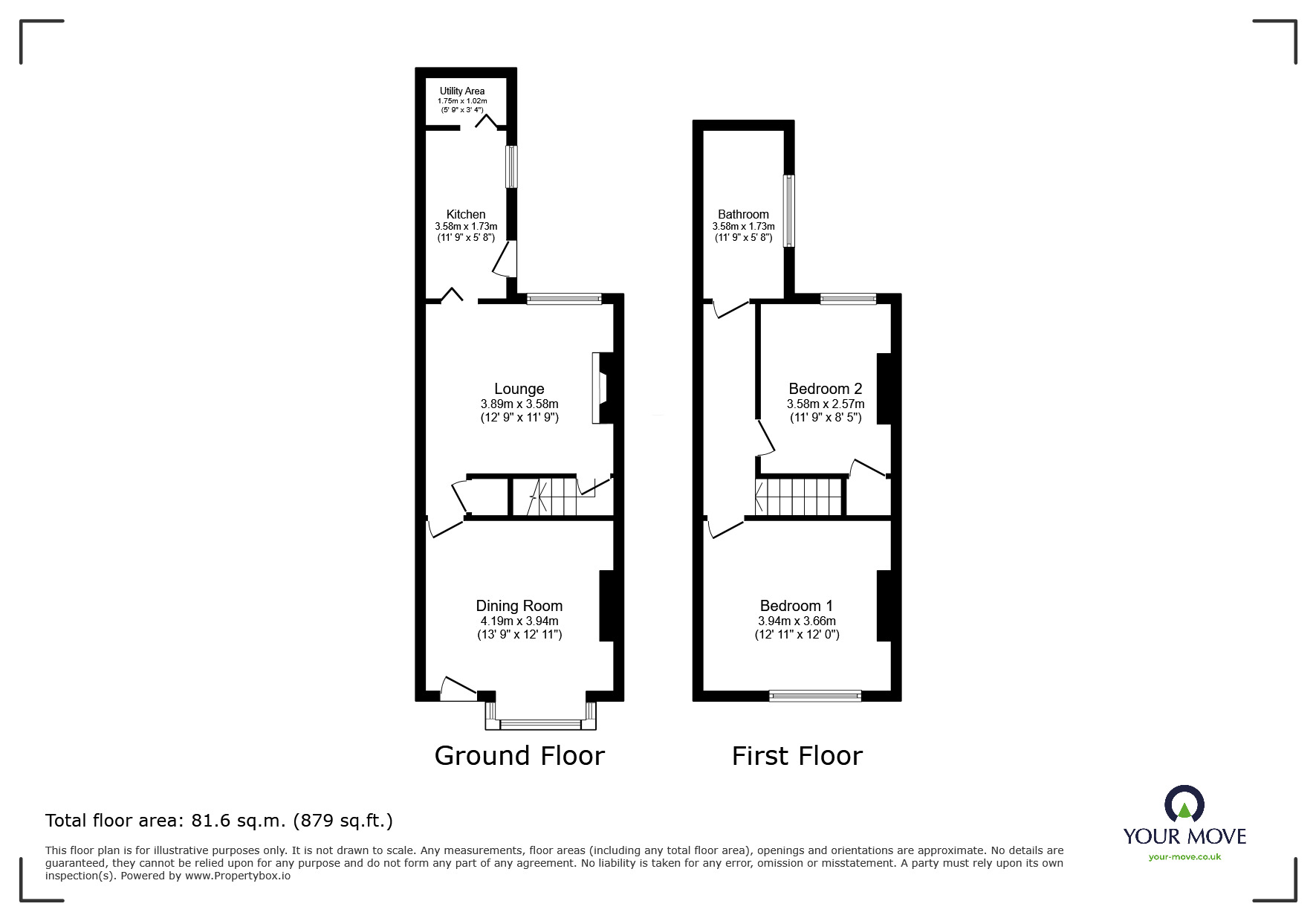 Floorplan of 2 bedroom Mid Terrace House for sale, High Street, Woodville, Derbyshire, DE11