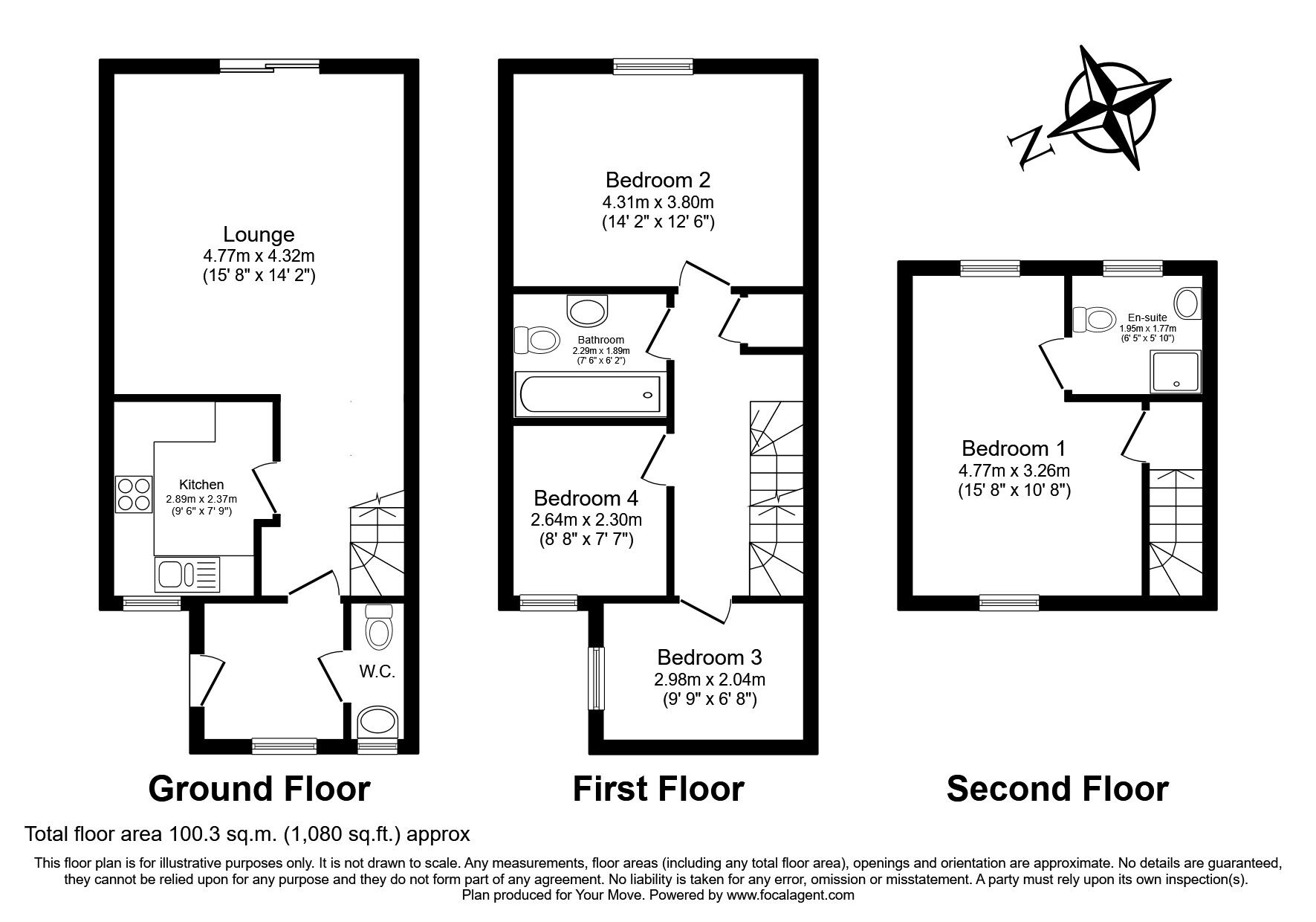 Floorplan of 4 bedroom End Terrace House to rent, Granville Street, Woodville, Derbyshire, DE11