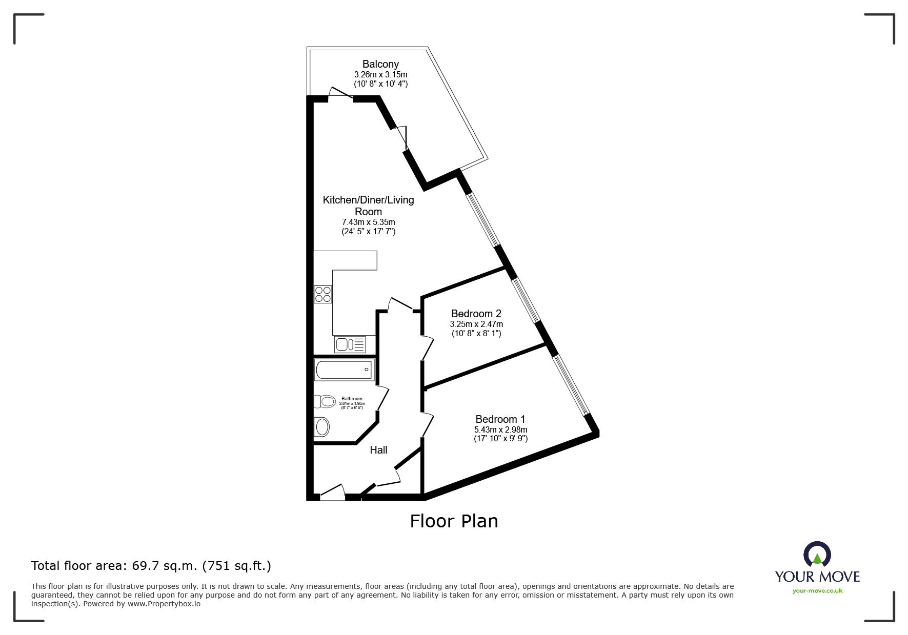 Floorplan of 2 bedroom Flat to rent, Occupation Lane, Woodville, Derbyshire, DE11