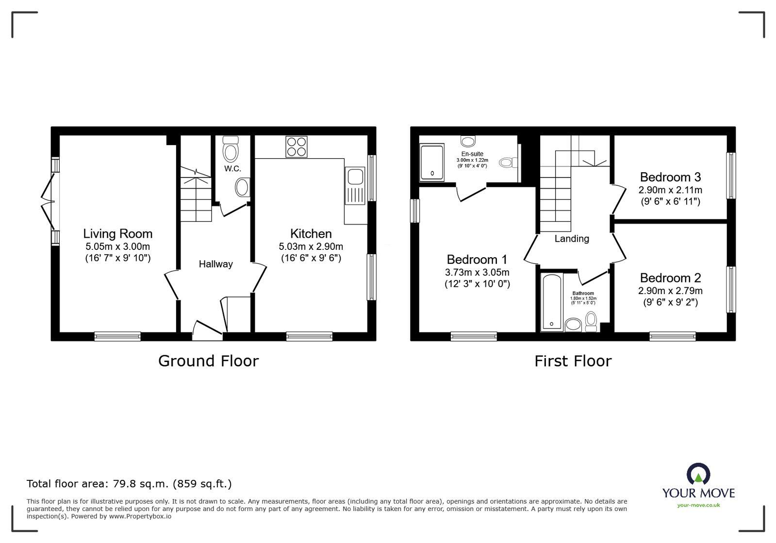 Floorplan of 3 bedroom Detached House for sale, Ember Close, Woodville, Derbyshire, DE11
