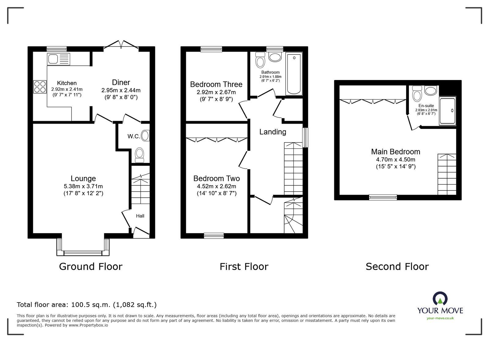 Floorplan of 3 bedroom End Terrace House for sale, Box Close, Woodville, Derbyshire, DE11