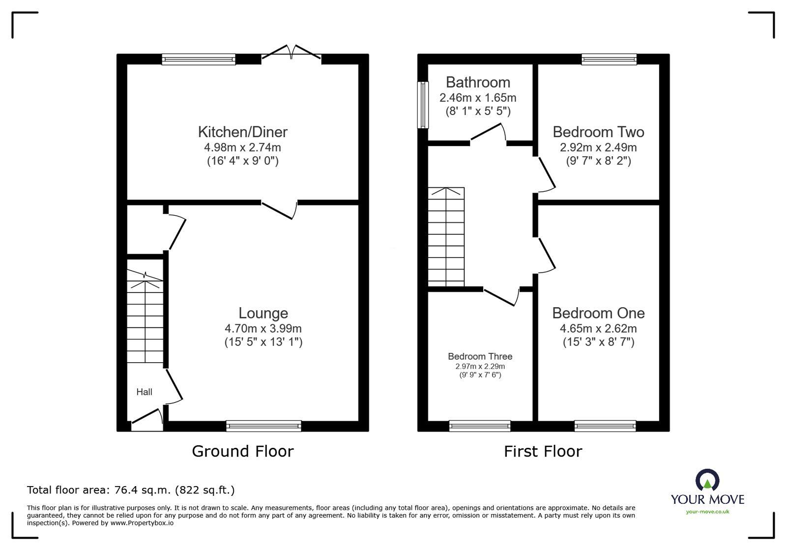 Floorplan of 3 bedroom Semi Detached House for sale, Wellwood Road, Newhall, Derbyshire, DE11