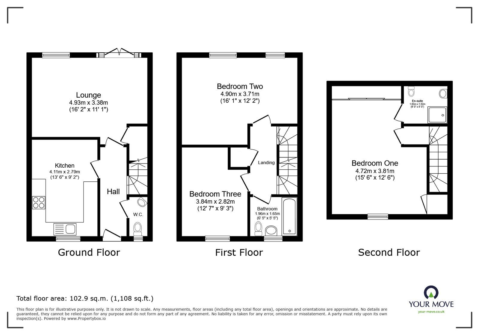 Floorplan of 3 bedroom Semi Detached House for sale, Stirling Road, Woodville, Derbyshire, DE11