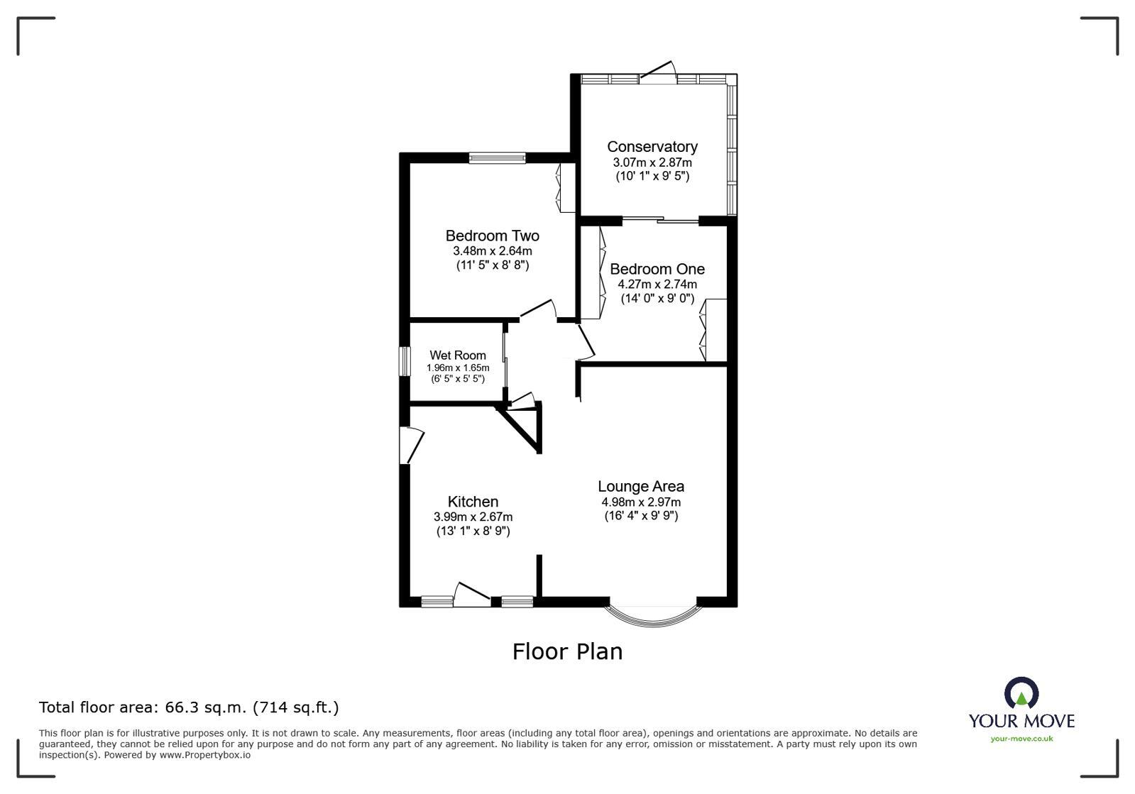 Floorplan of 2 bedroom Semi Detached Bungalow for sale, Audens Way, Midway, Derbyshire, DE11