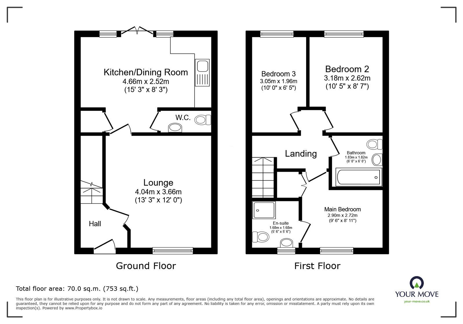 Floorplan of 3 bedroom Semi Detached House for sale, Butterfly Gardens, Woodville, Leicestershire, DE11