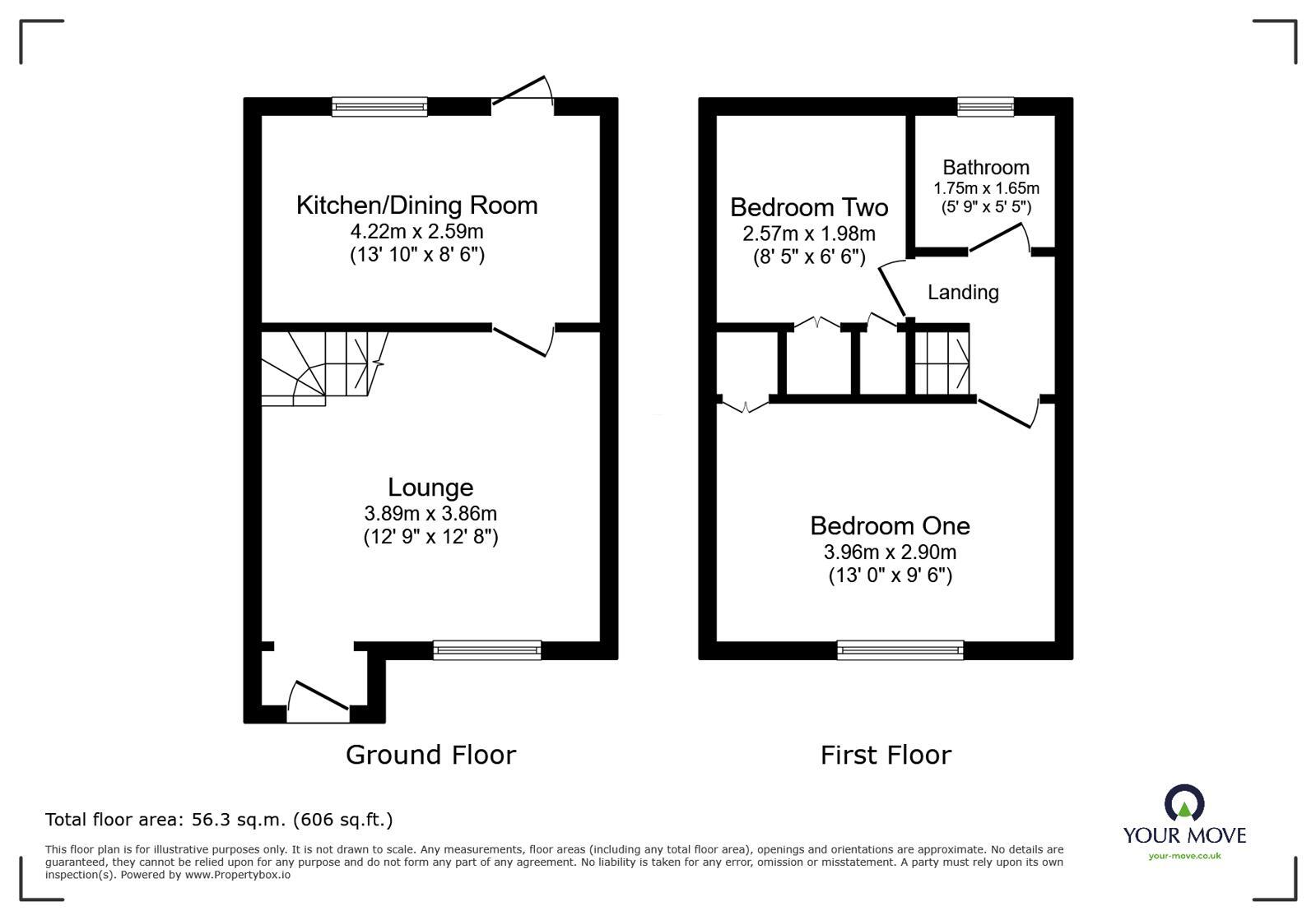 Floorplan of 2 bedroom Mid Terrace House for sale, Falcon Way, Woodville, Derbyshire, DE11