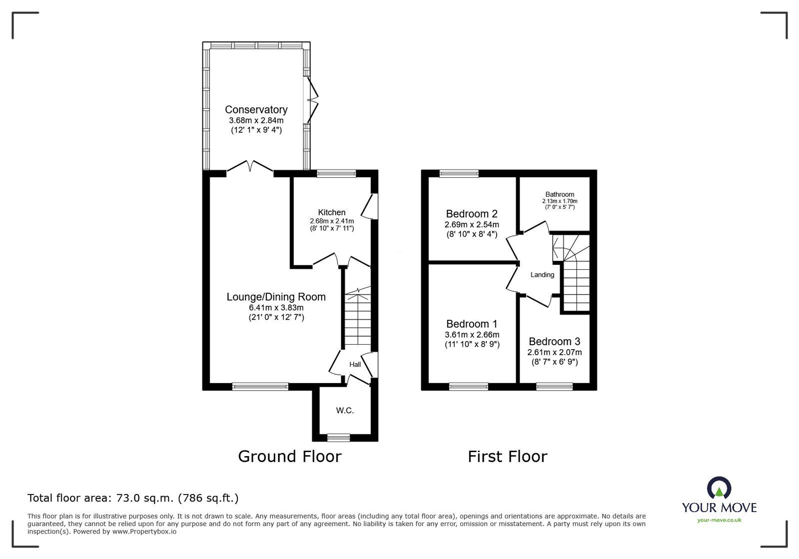 Floorplan of 3 bedroom Link Detached House for sale, Park View, Newhall, Derbyshire, DE11
