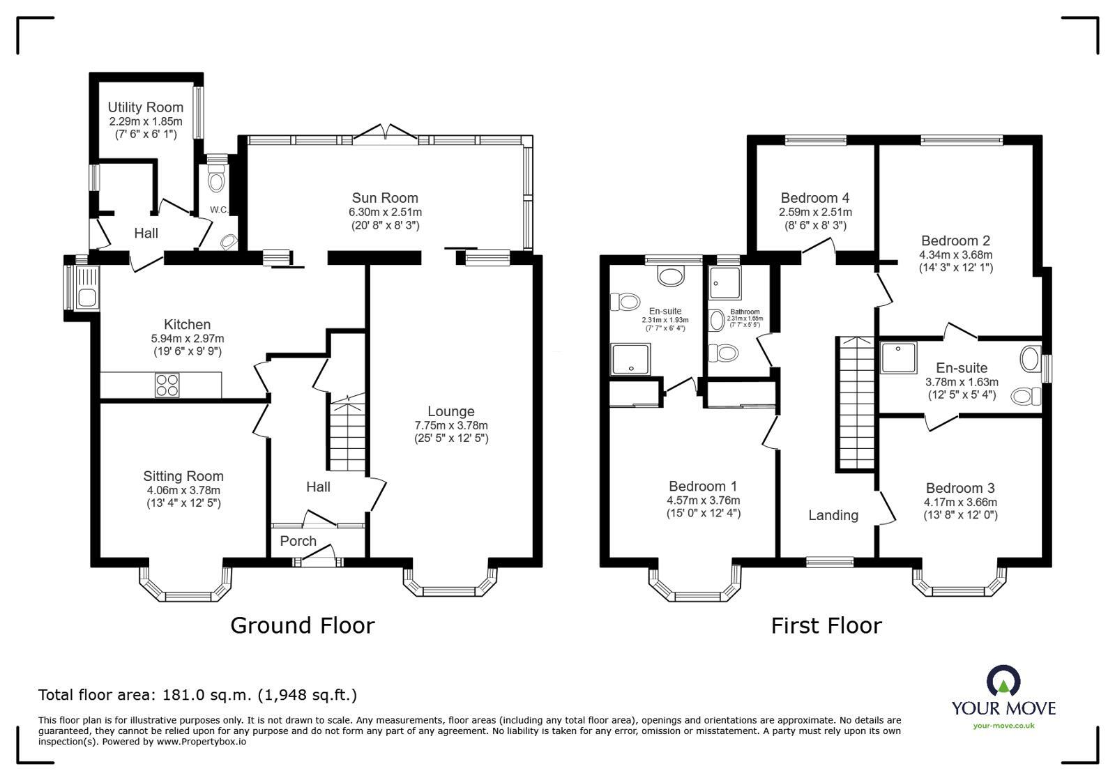 Floorplan of 4 bedroom Detached House for sale, Midway Road, Swadlincote, Derbyshire, DE11