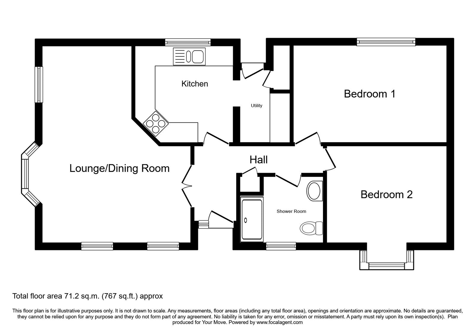 Floorplan of 2 bedroom Detached Property for sale, Greenacre Park, Coton-in-the-Elms, Derbyshire, DE12