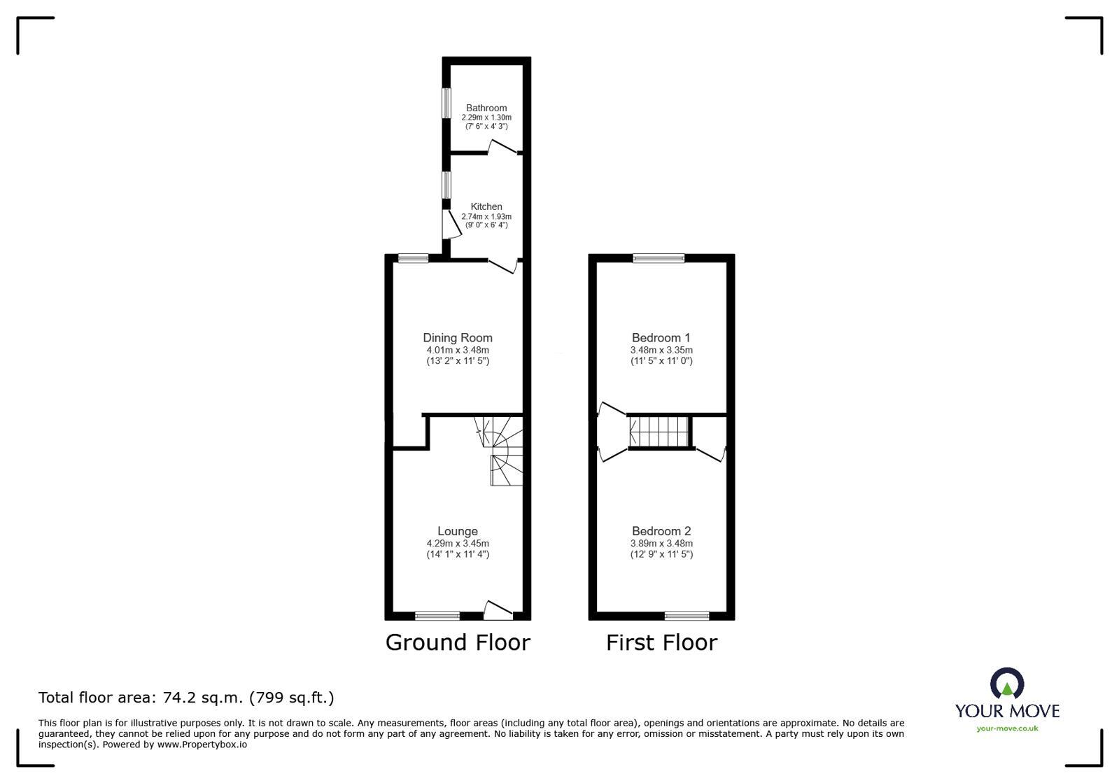 Floorplan of 2 bedroom Mid Terrace House for sale, Station Road, Woodville, Derbyshire, DE11