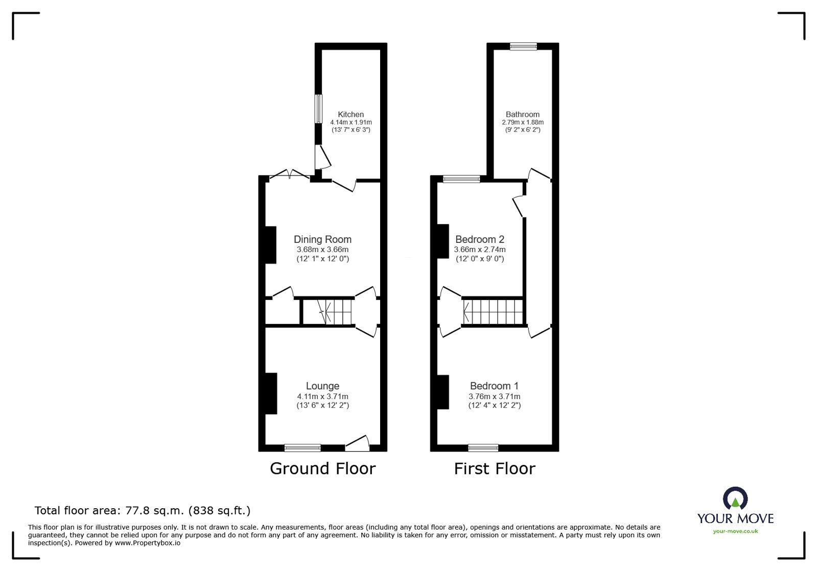 Floorplan of 2 bedroom Semi Detached House for sale, Parliament Street, Newhall, Derbyshire, DE11