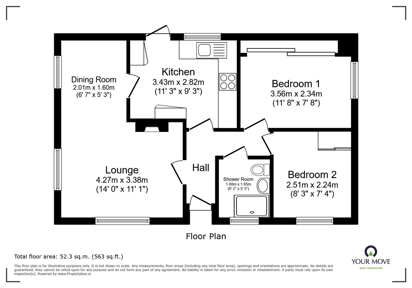Floorplan of 2 bedroom Detached Property for sale, Greenacre Park, Coton-in-the-Elms, Derbyshire, DE12