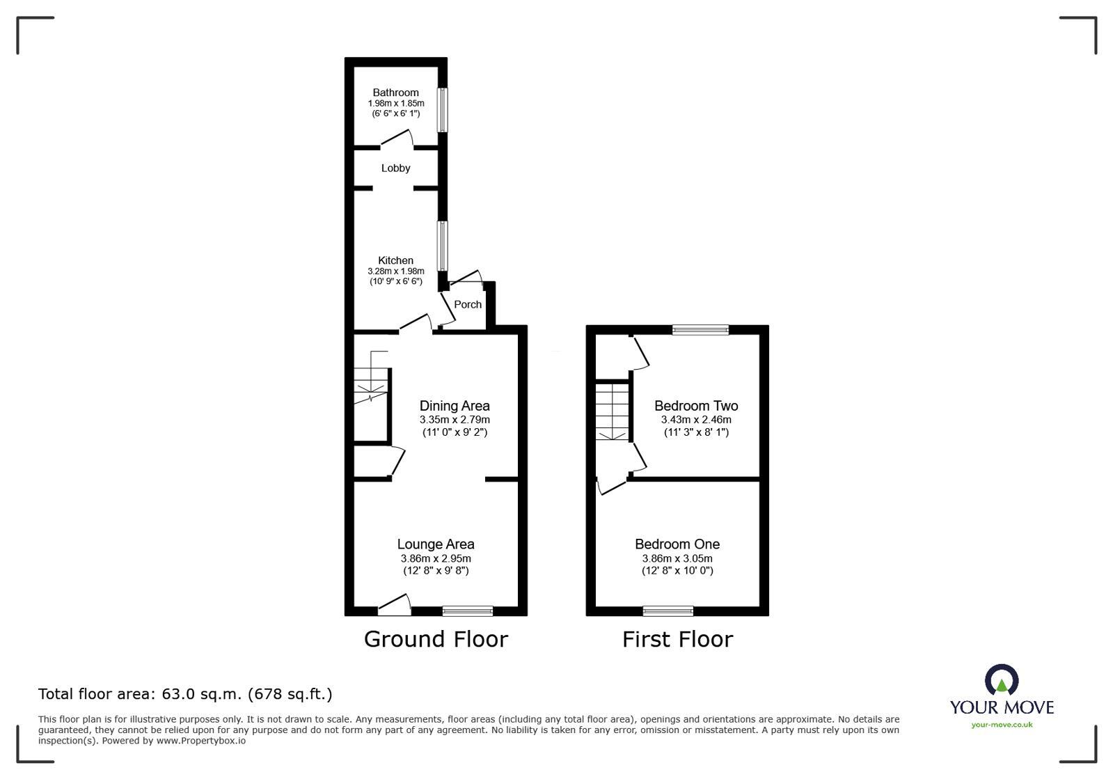 Floorplan of 2 bedroom End Terrace House for sale, Hall Street, Church Gresley, Derbyshire, DE11