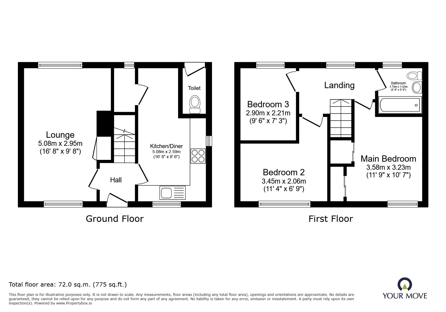 Floorplan of 3 bedroom Semi Detached House for sale, Salisbury Drive, Midway, Derbyshire, DE11