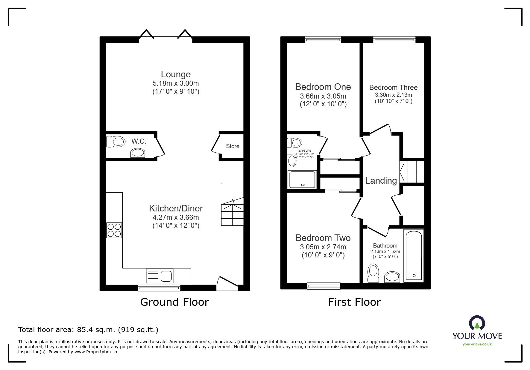 Floorplan of 3 bedroom Semi Detached House for sale, Moonstone Way, Newhall, Derbyshire, DE11