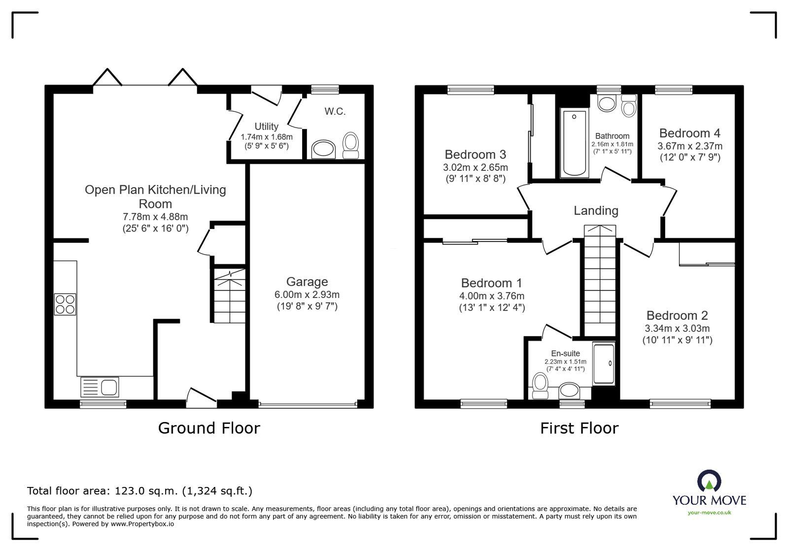 Floorplan of 4 bedroom Detached House for sale, Moonstone Way, Newhall, Derbyshire, DE11