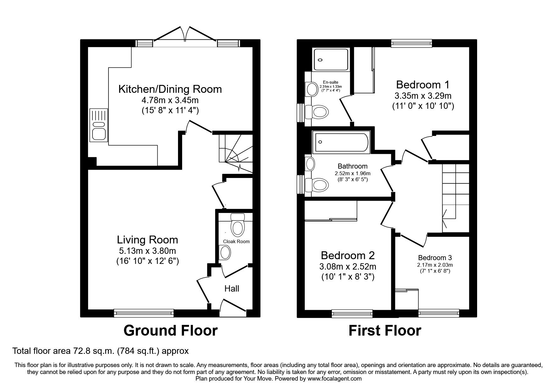 Floorplan of 3 bedroom Semi Detached House to rent, Holden Drive, Midway, Derbyshire, DE11