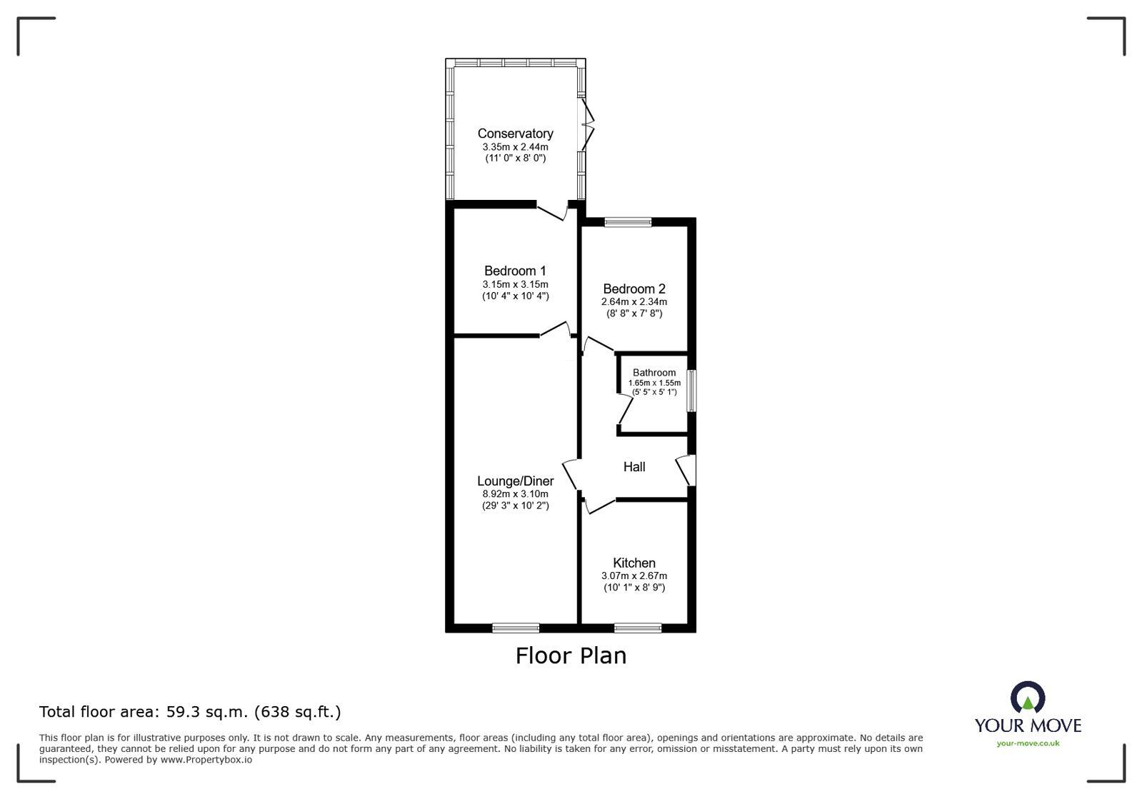 Floorplan of 2 bedroom Detached Bungalow for sale, Chiltern Road, Swadlincote, Derbyshire, DE11