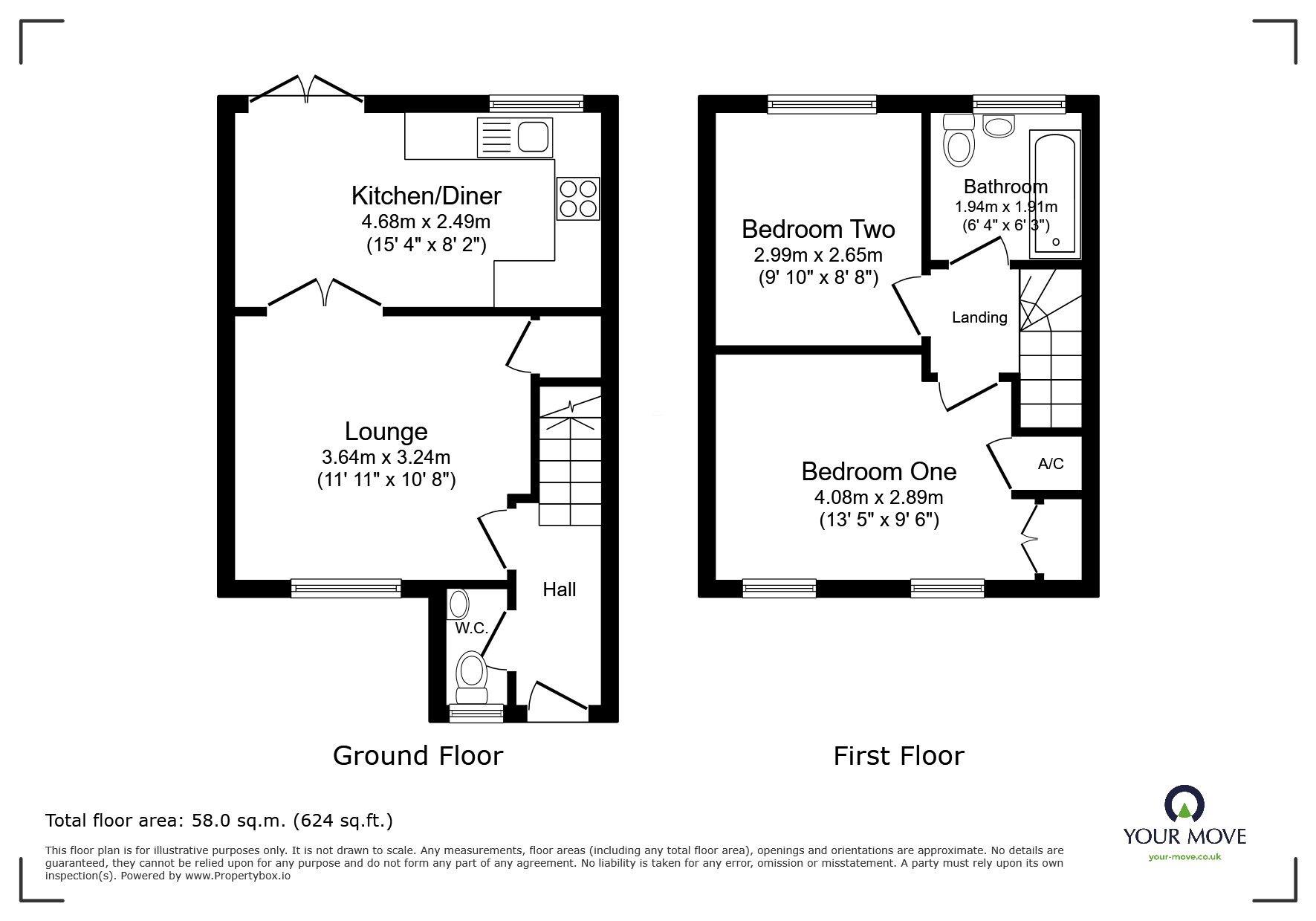 Floorplan of 2 bedroom Mid Terrace House to rent, Sandringham Close, Swadlincote, Derbyshire, DE11