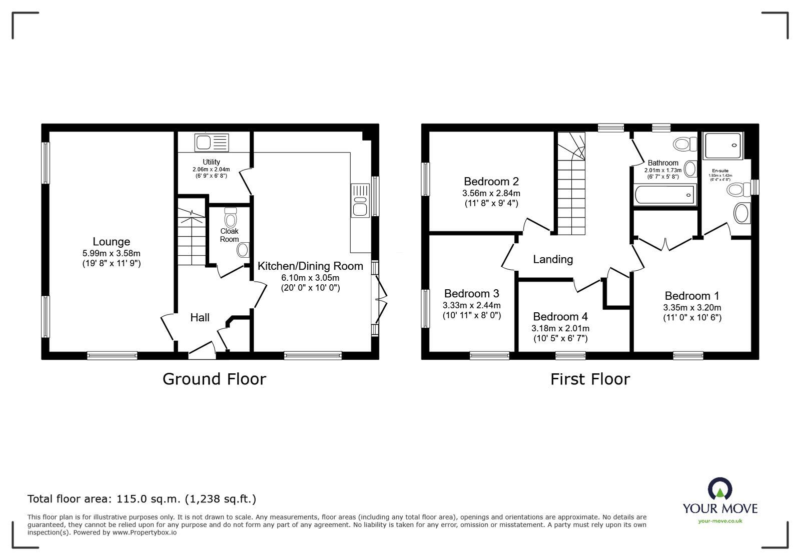 Floorplan of 4 bedroom Detached House for sale, Hedley Street, Midway, Derbyshire, DE11