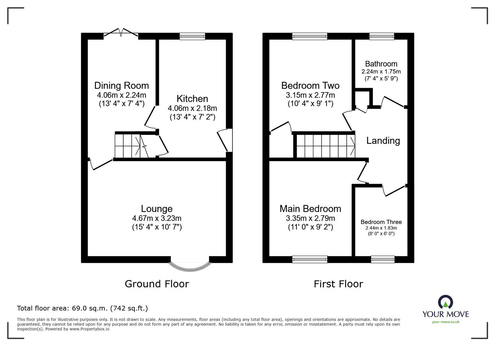 Floorplan of 3 bedroom Semi Detached House for sale, Falcon Way, Woodville, Derbyshire, DE11