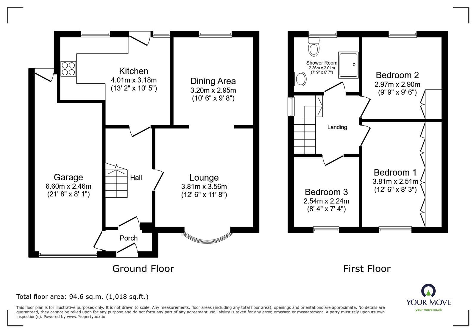 Floorplan of 3 bedroom Semi Detached House for sale, New Road, Newhall, Derbyshire, DE11