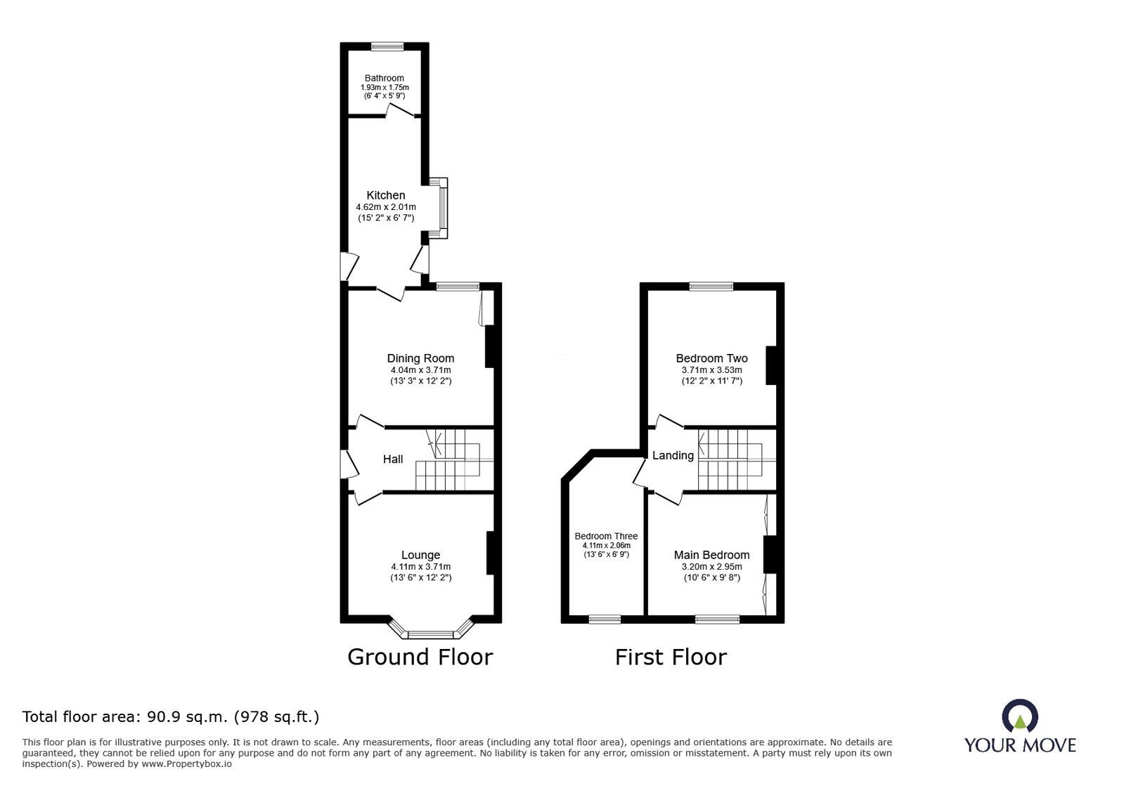 Floorplan of 3 bedroom Mid Terrace House for sale, Alexandra Road, Swadlincote, Derbyshire, DE11