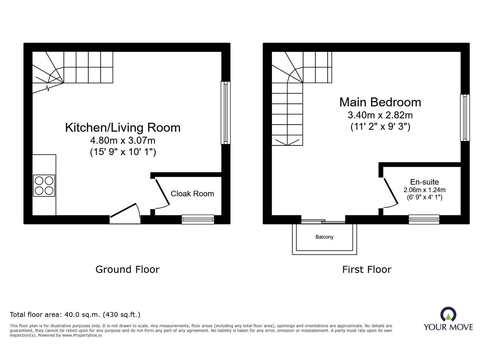 Floorplan of 1 bedroom House for sale, St. Andrews Court, Church Gresley, Derbyshire, DE11
