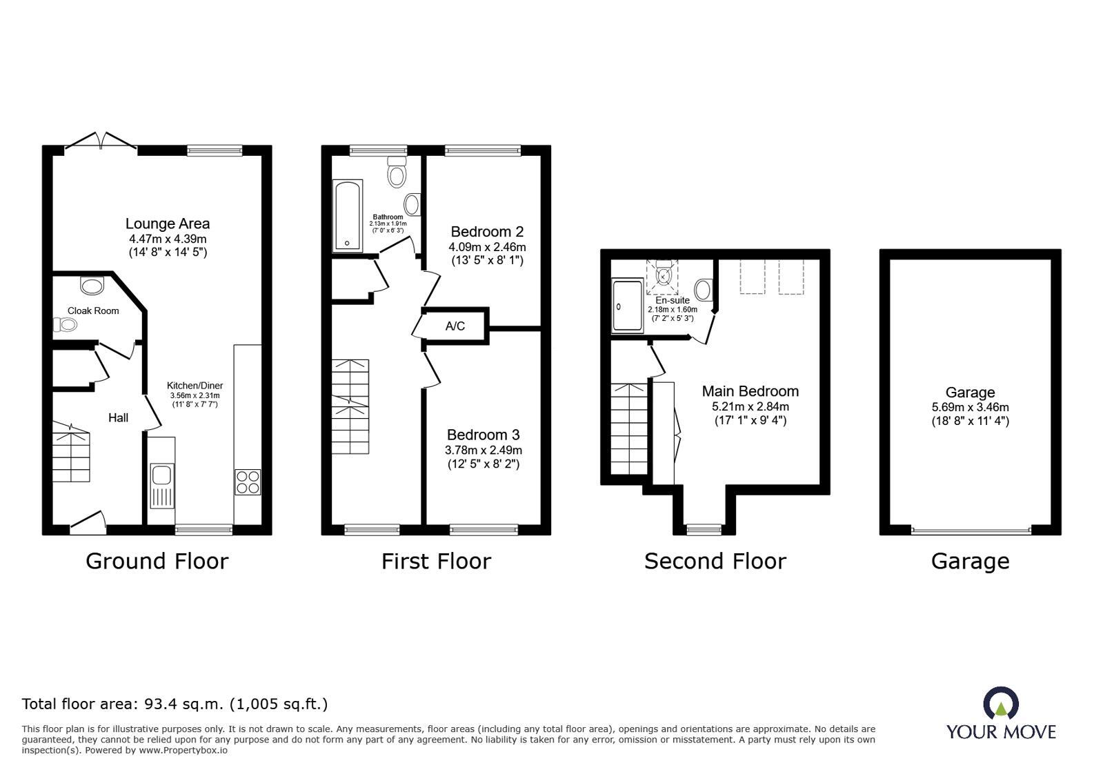 Floorplan of 3 bedroom Semi Detached House for sale, Salford Way, Church Gresley, Derbyshire, DE11
