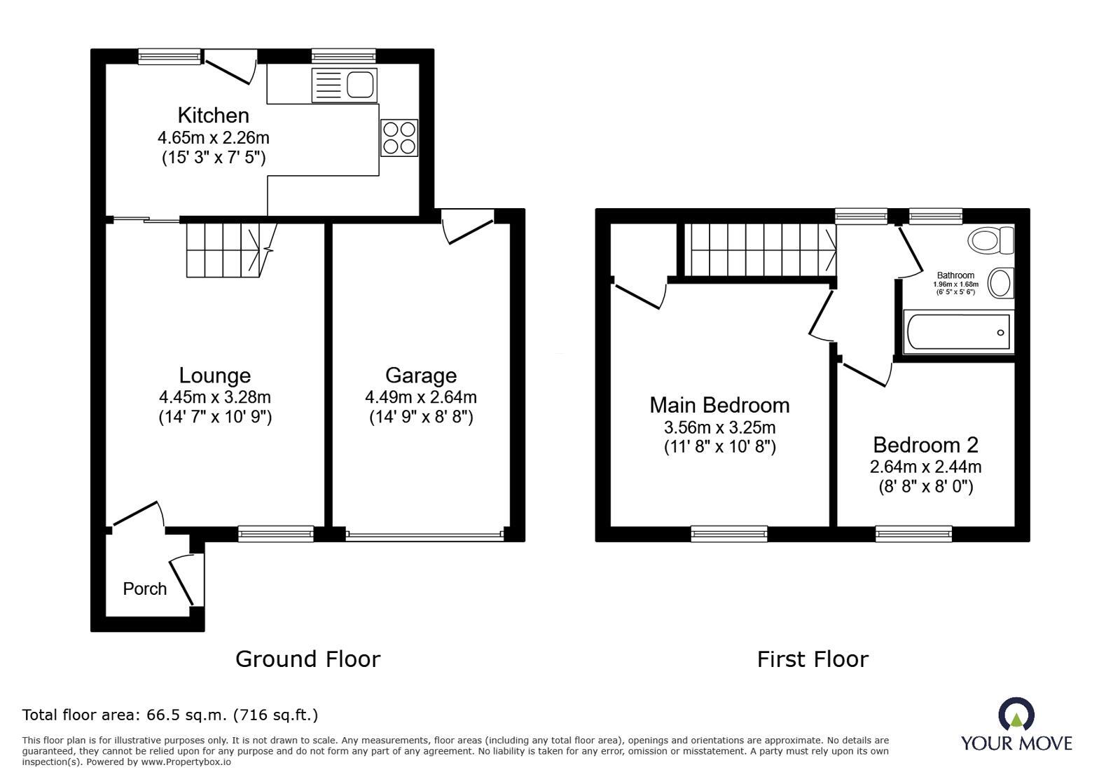 Floorplan of 2 bedroom Mid Terrace House for sale, Amberwood, Newhall, Derbyshire, DE11