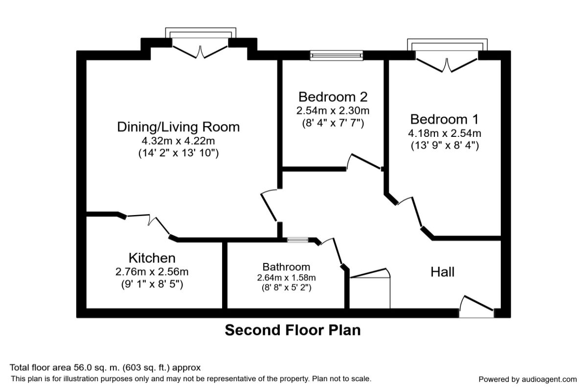 Floorplan of 2 bedroom  Flat to rent, Everside Close, Worsley, Manchester, M28