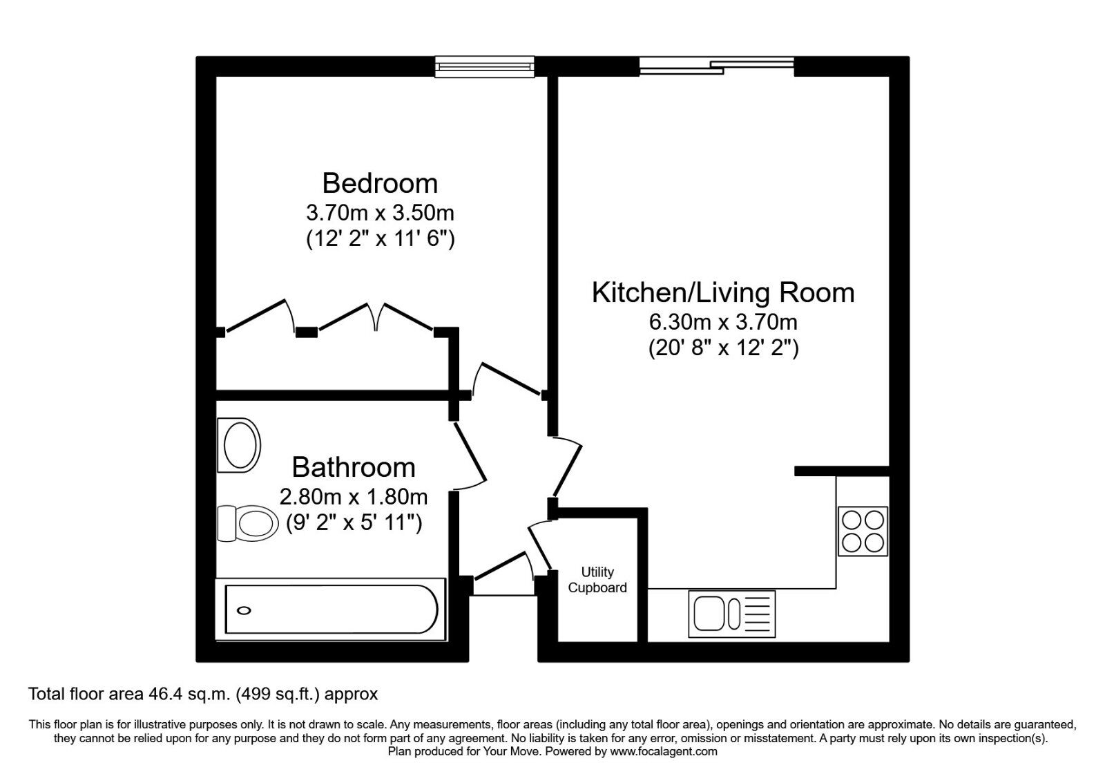 Floorplan of 1 bedroom Flat to rent, Apartment 38 191 Water Street, Manchester, M3