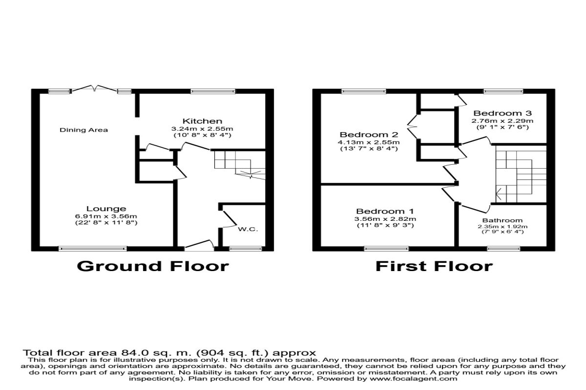 Floorplan of 3 bedroom Mid Terrace House to rent, Kettlewell Court, Swanley, Kent, BR8