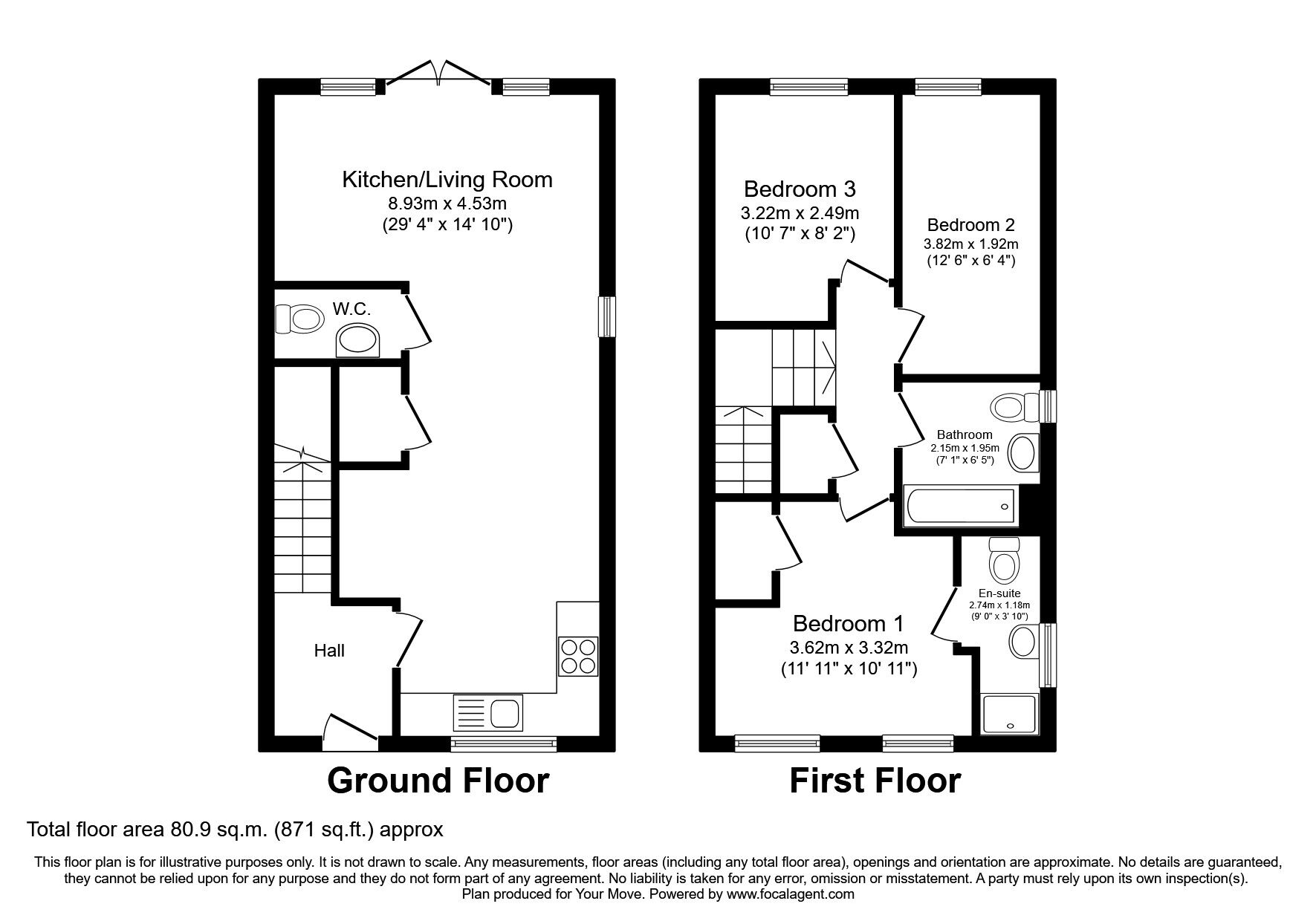 Floorplan of 3 bedroom Semi Detached House for sale, St. Marys Road, Swanley, Kent, BR8
