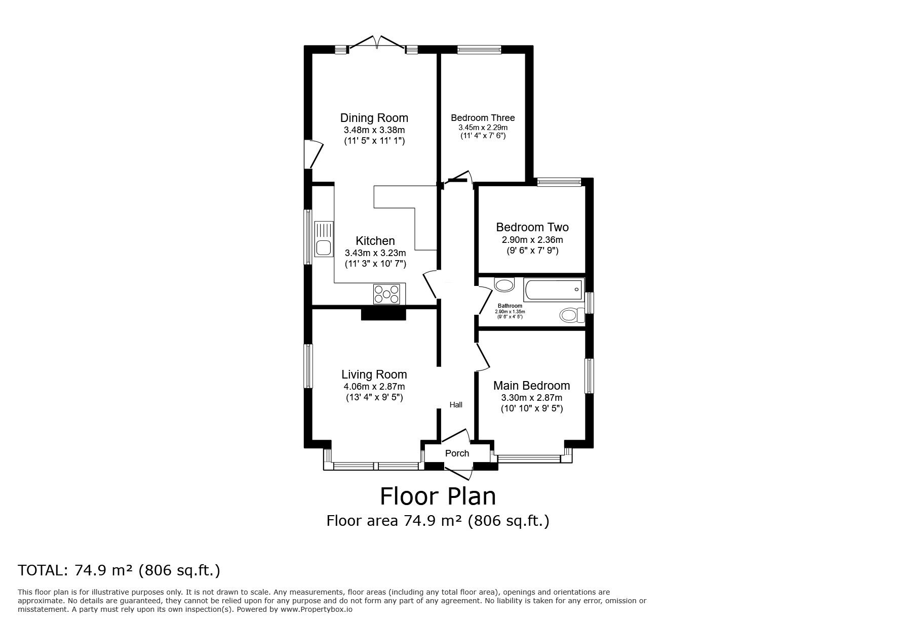 Floorplan of 3 bedroom Detached Bungalow for sale, London Road, West Kingsdown, Kent, TN15