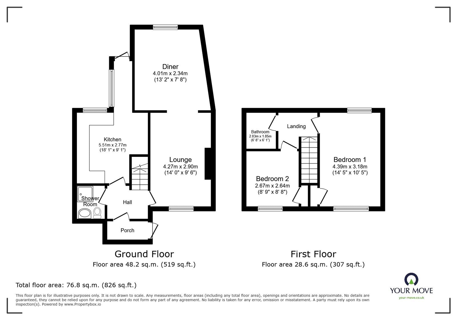 Floorplan of 2 bedroom Semi Detached House for sale, Swanley Lane, Swanley, Kent, BR8