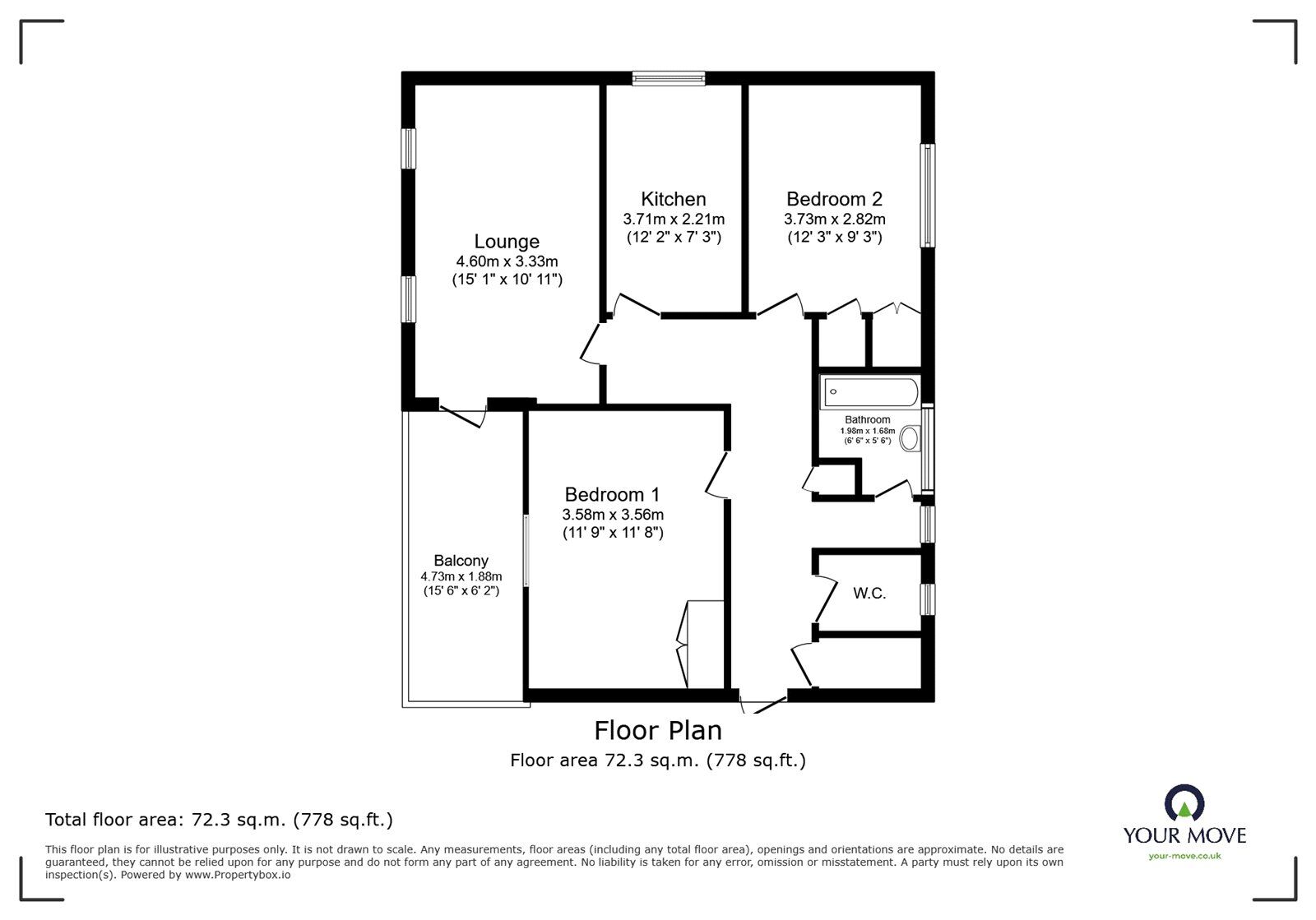 Floorplan of 2 bedroom  Flat for sale, Brangbourne Road, Bromley, BR1