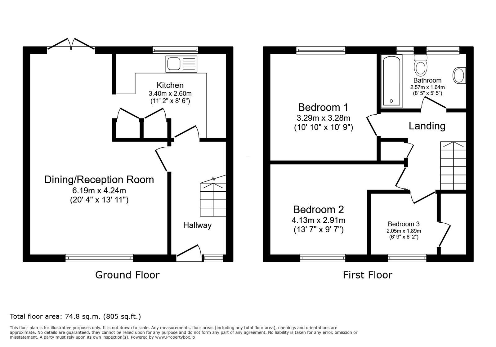 Floorplan of 3 bedroom End Terrace House for sale, Kettlewell Court, Swanley, Kent, BR8