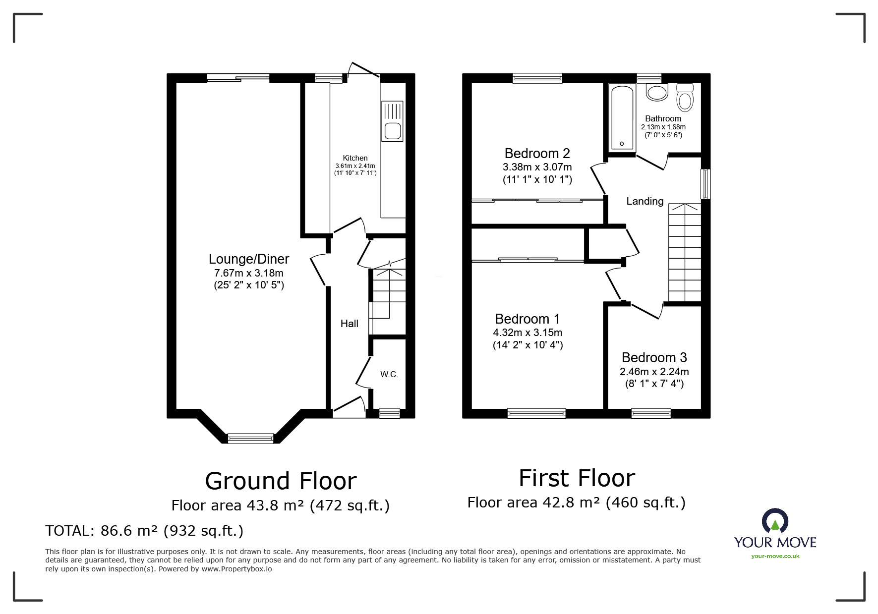 Floorplan of 3 bedroom Semi Detached House for sale, Glendale, Swanley, Kent, BR8