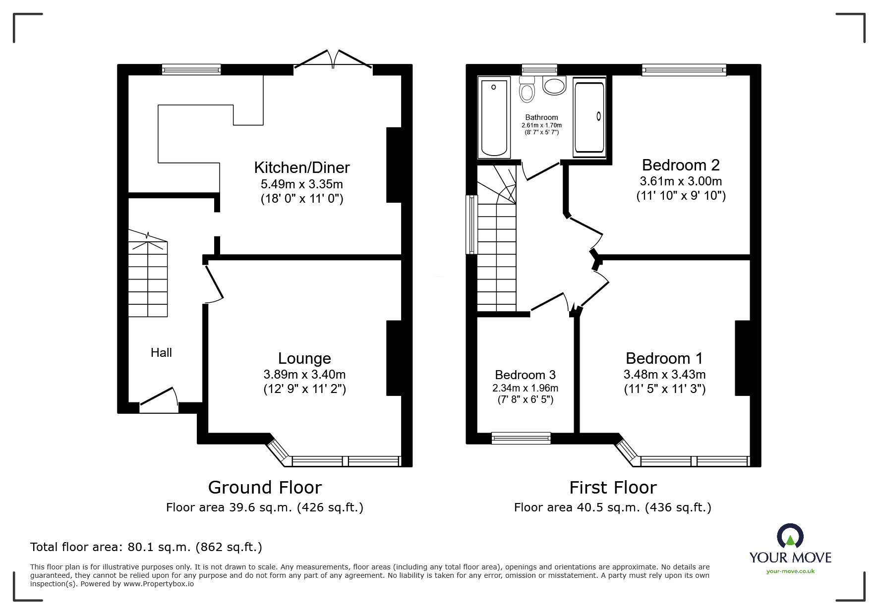Floorplan of 3 bedroom Semi Detached House for sale, Manse Way, Swanley, Kent, BR8