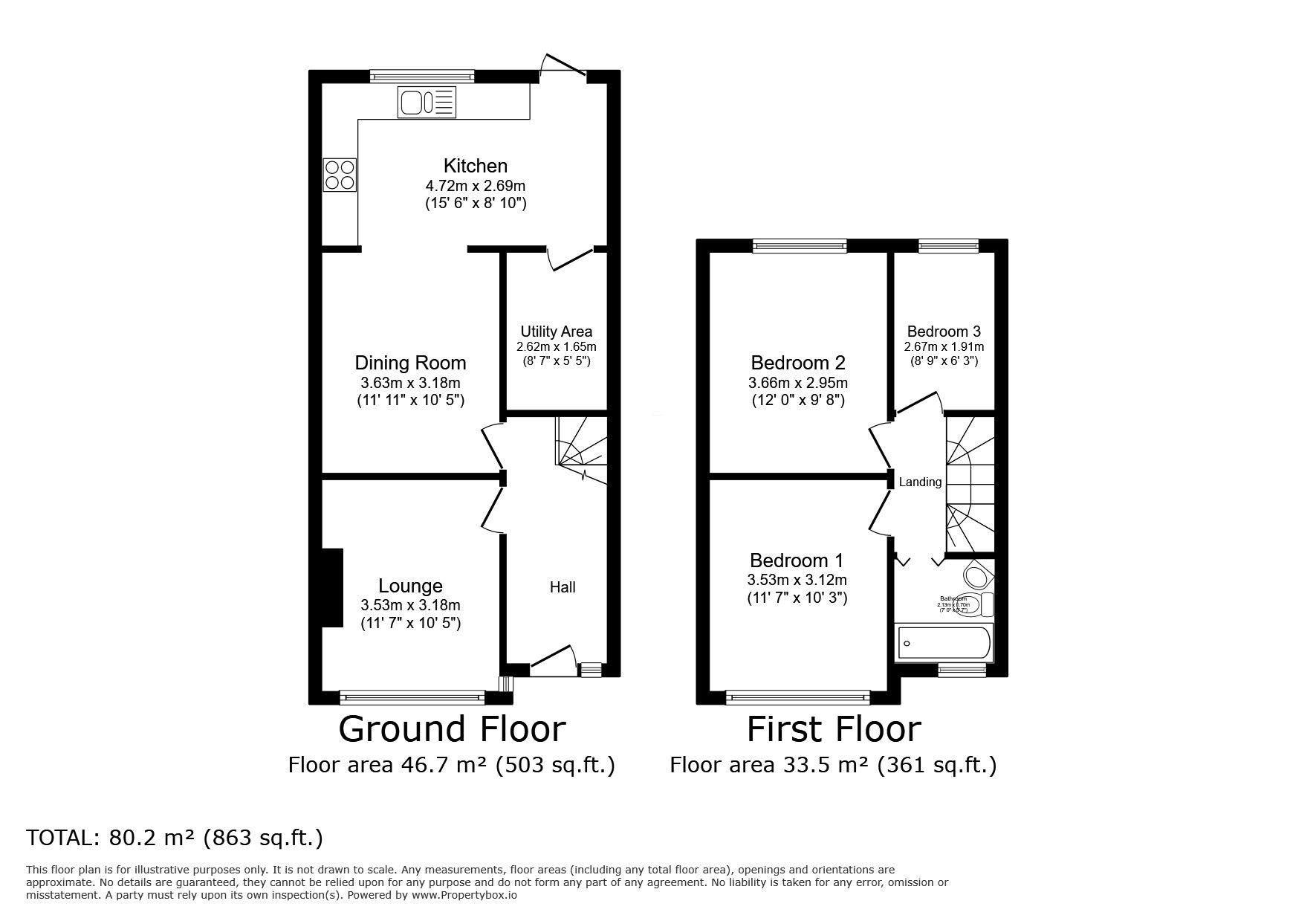 Floorplan of 3 bedroom Mid Terrace House for sale, Lullingstone Avenue, Swanley, Kent, BR8