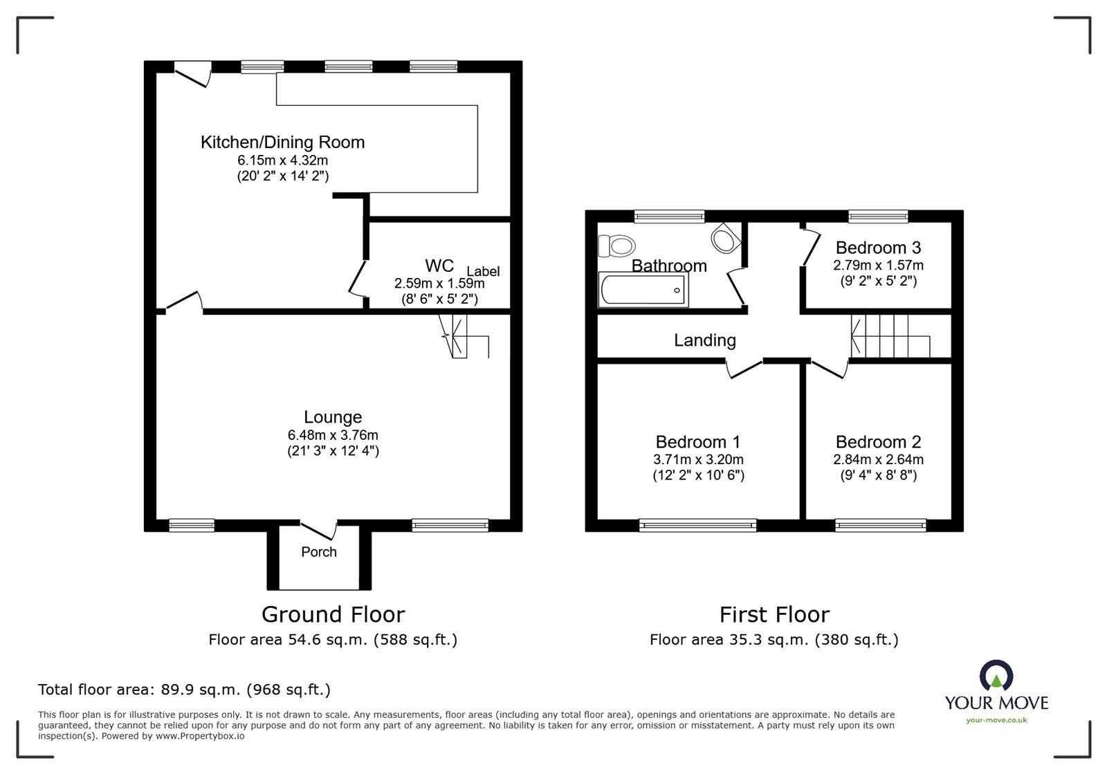 Floorplan of 3 bedroom Mid Terrace House for sale, Rollo Road, Hextable, Kent, BR8