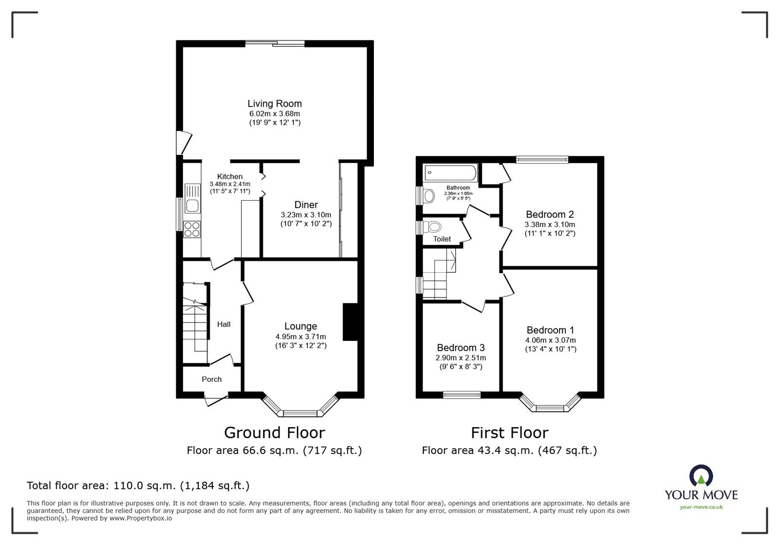 Floorplan of 3 bedroom Semi Detached House for sale, Woodview Road, Swanley, Kent, BR8