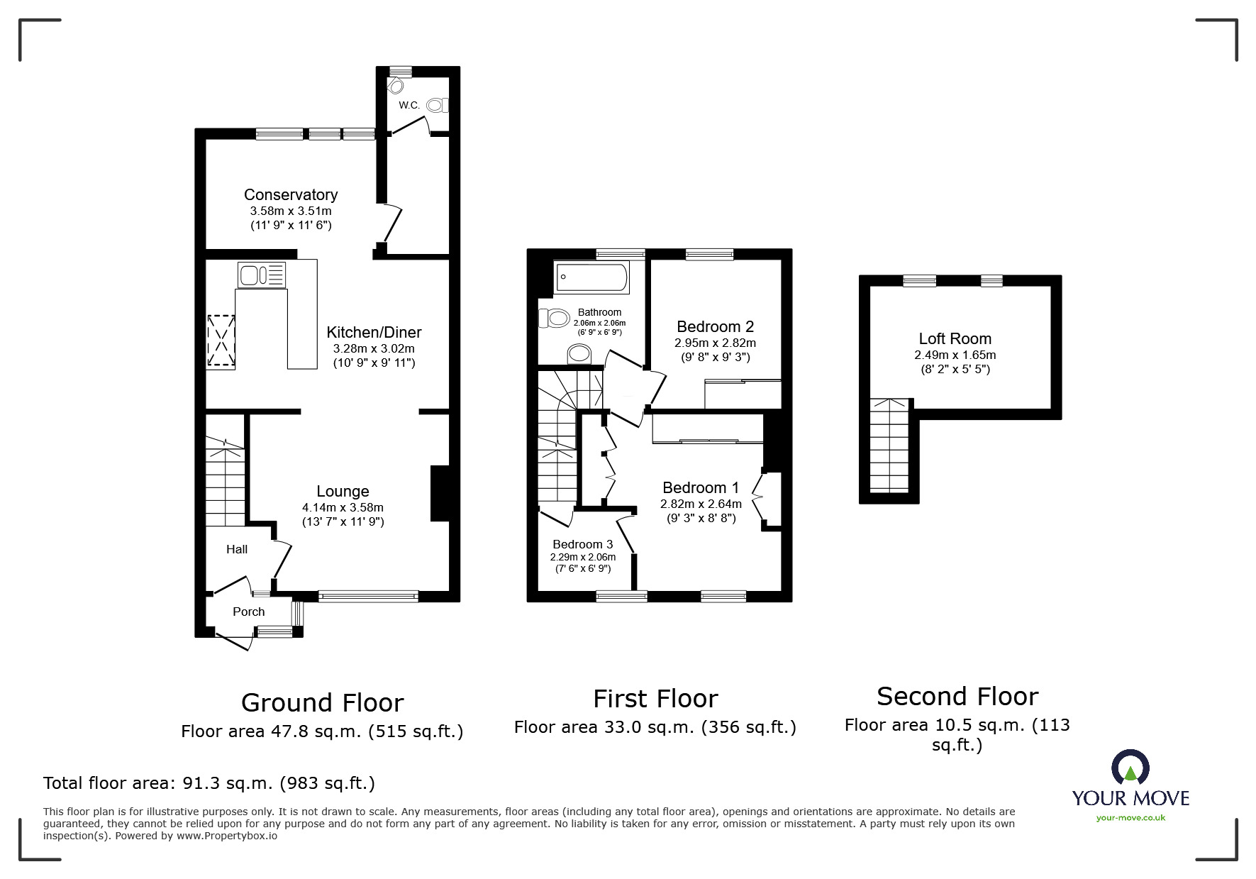Floorplan of 3 bedroom Mid Terrace House for sale, Oliver Crescent, Farningham, Kent, DA4