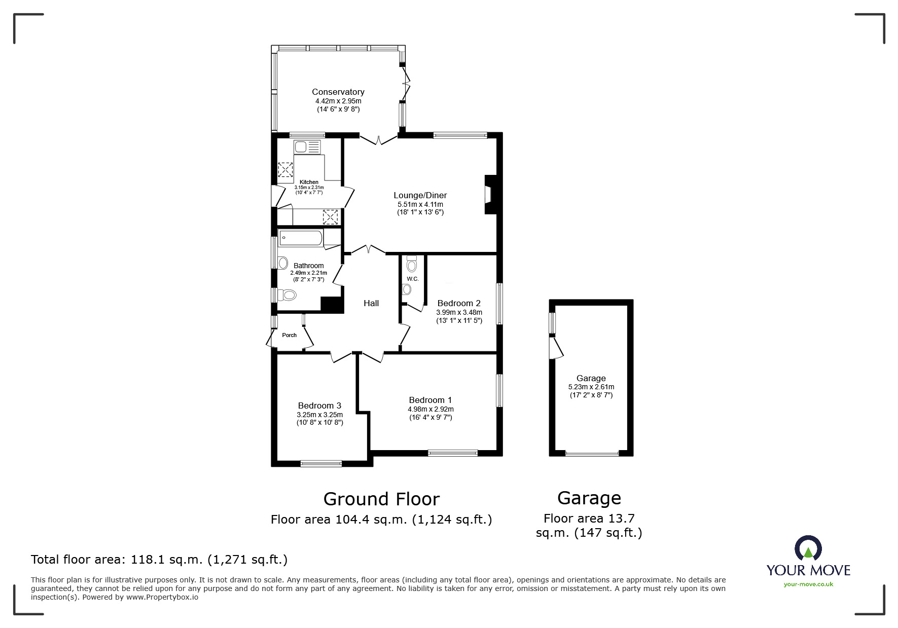 Floorplan of 3 bedroom Detached House for sale, Astor Road, West Kingsdown, Kent, TN15