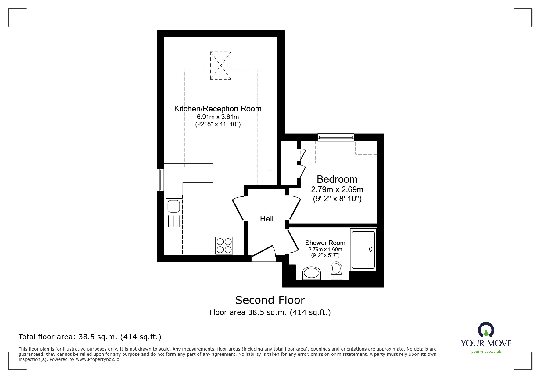 Floorplan of 1 bedroom Flat to rent, Rowhill Road, Hextable, Kent, BR8