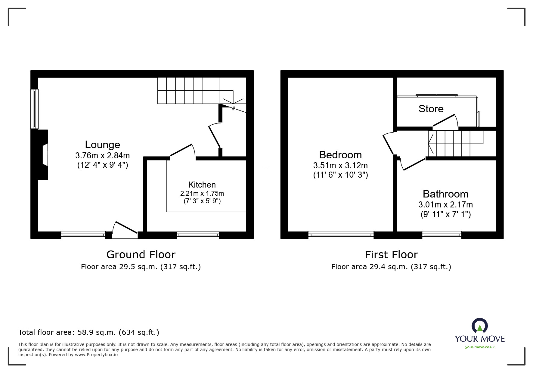 Floorplan of 1 bedroom End Terrace House for sale, Sprucedale Close, Swanley, Kent, BR8