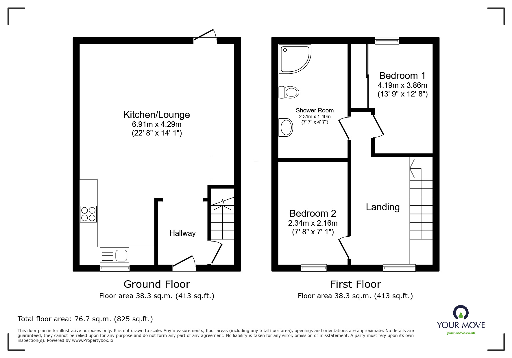 Floorplan of 2 bedroom Mid Terrace House for sale, Cherry Avenue, Swanley, Kent, BR8