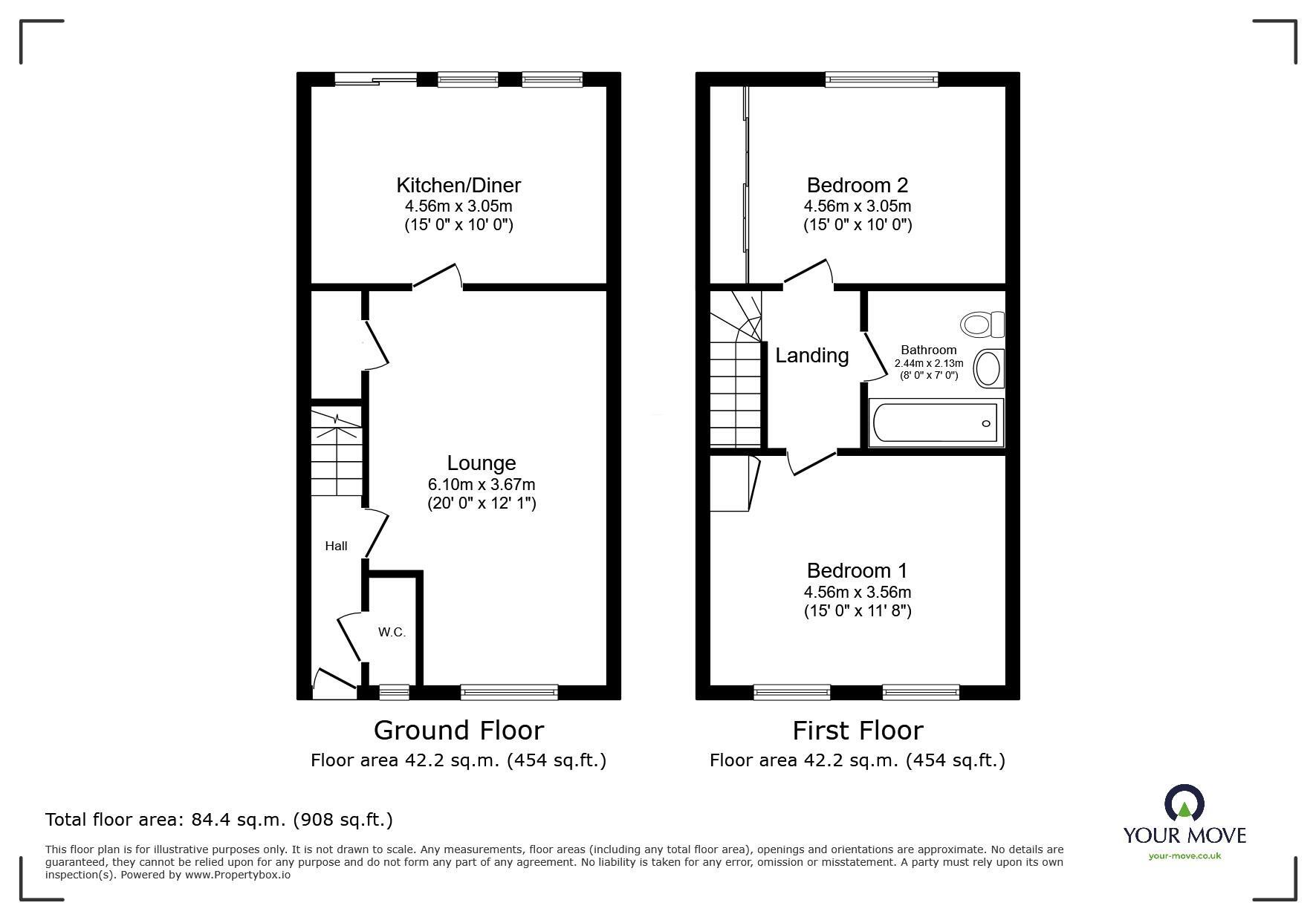 Floorplan of 2 bedroom Semi Detached House for sale, Worcester Drive, Swanley, Kent, BR8