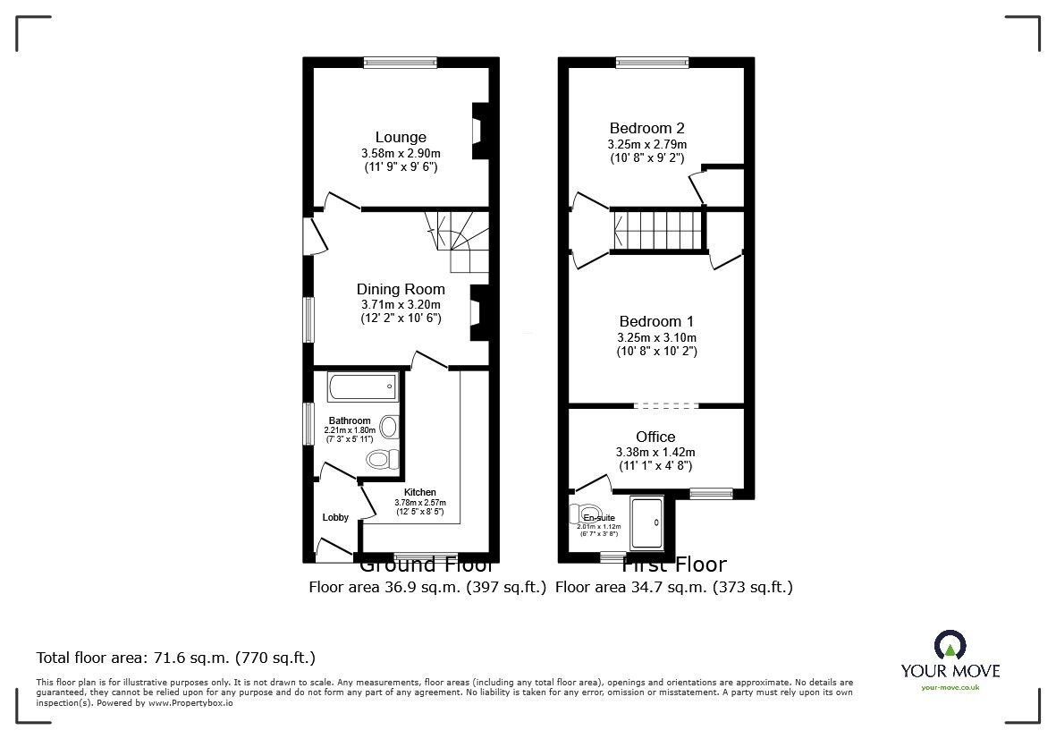 Floorplan of 2 bedroom End Terrace House for sale, West View Road, Crockenhill, Kent, BR8